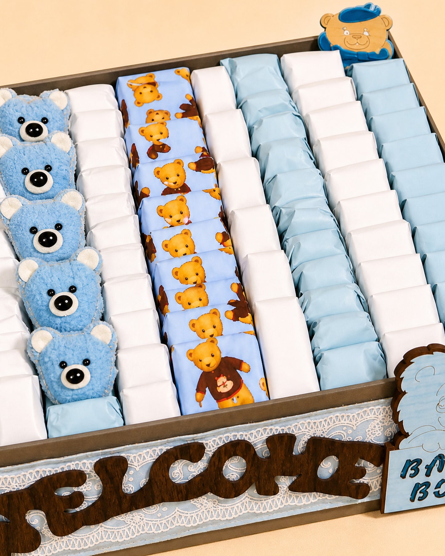 Teddy Bear Welcome Baby Boy Tray