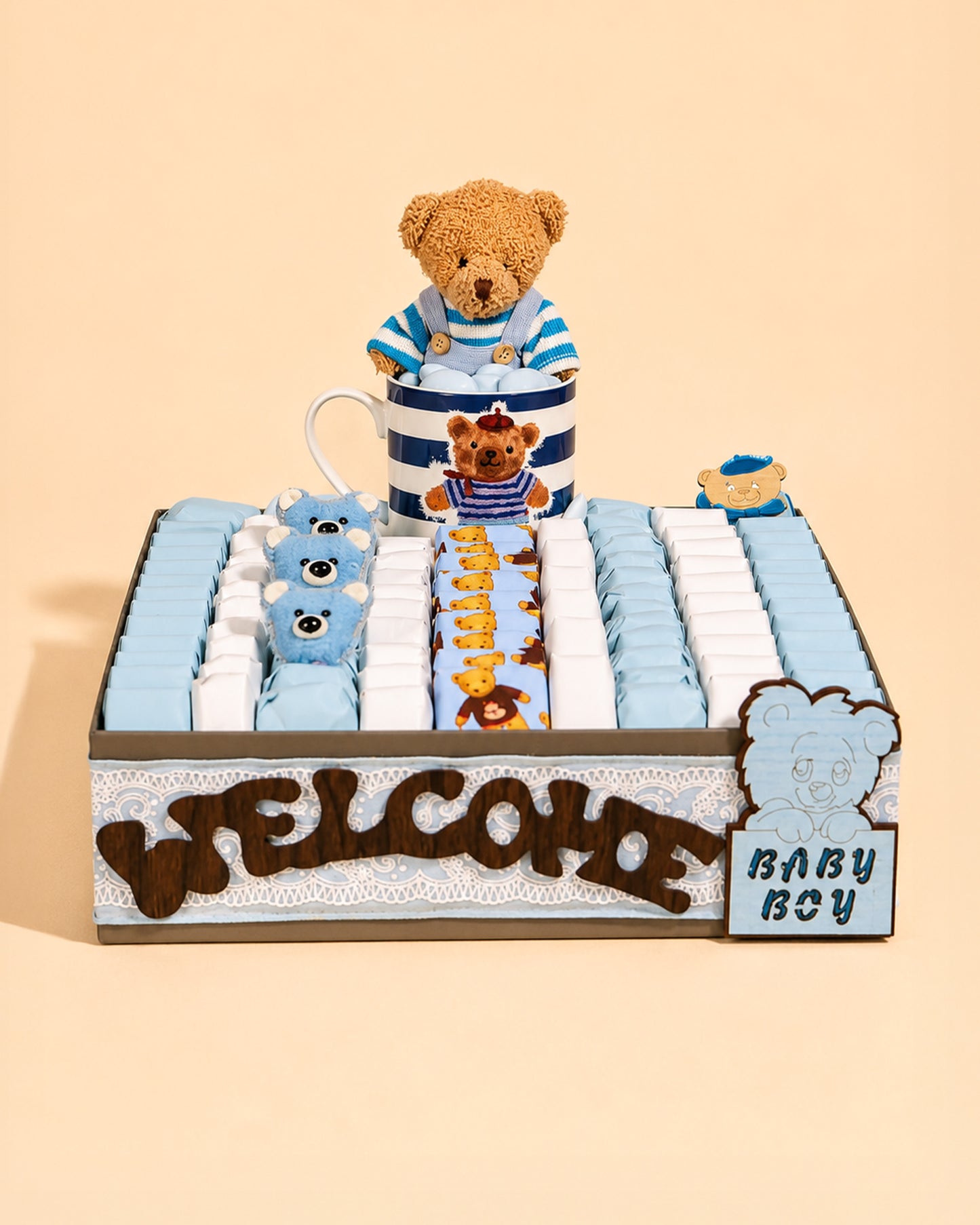 Teddy Bear Welcome Baby Boy Tray