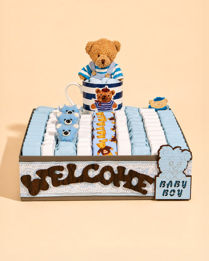 Teddy Bear Welcome Baby Boy Tray