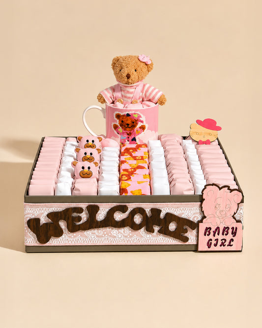 Teddy Bear Welcome Baby Girl Tray